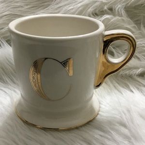 Anthropologie gold monogram C coffee tea cup